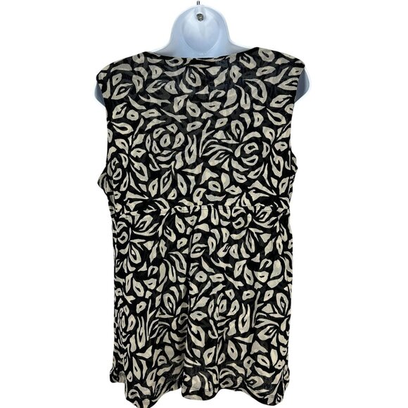 INC International Concepts Womens Sleeveless Top M Petite Black Ivory Leaf Print - Picture 4 of 10